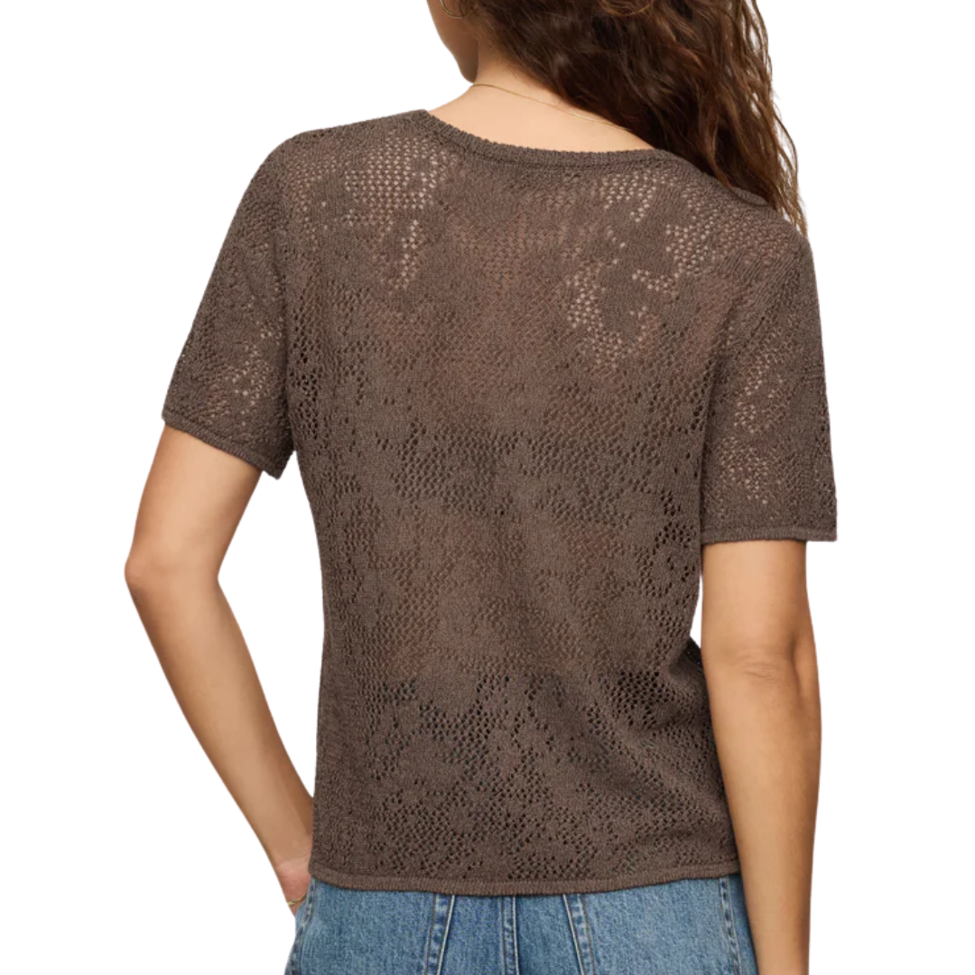 Waverton Crochet Sweater Tee in Cocoa Latte