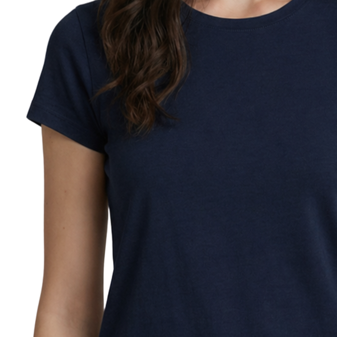 Deluxe Cotton Crop Short Sleeve Crewneck in Marine
