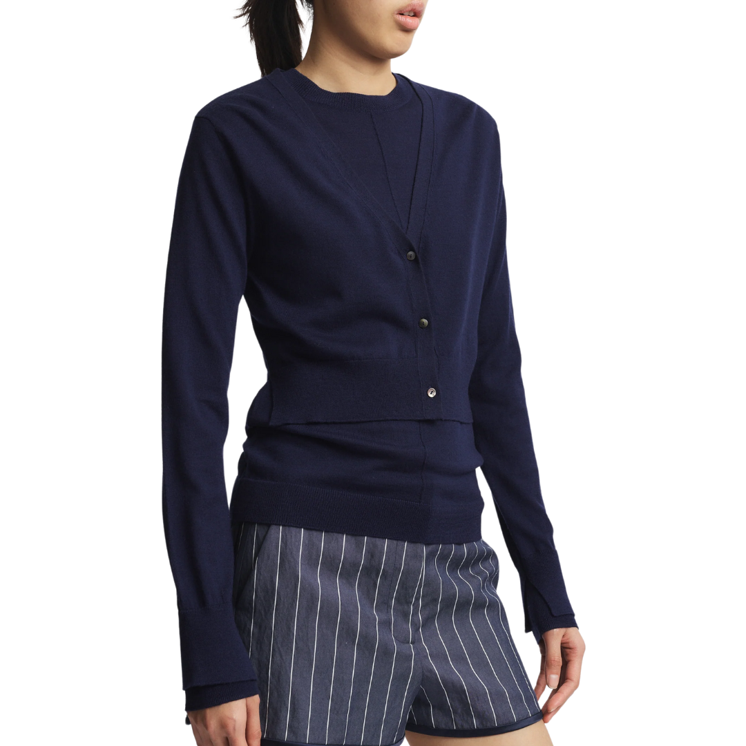 Nixon Cropped Cardigan in Navy
