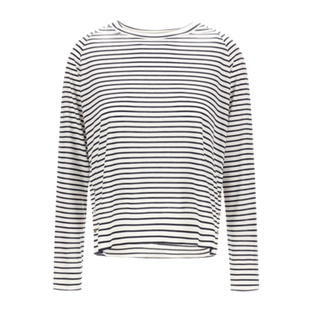 Long-Sleeved T-Shirt In Glam Knit Effect in Blue Striped