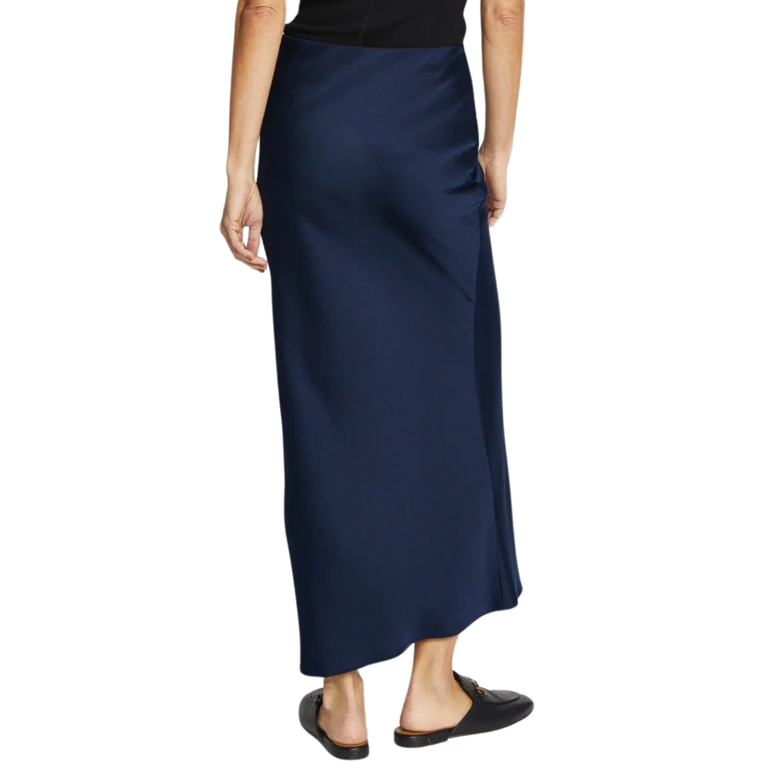 Talia Charmeuse Midi Skirt in Navy