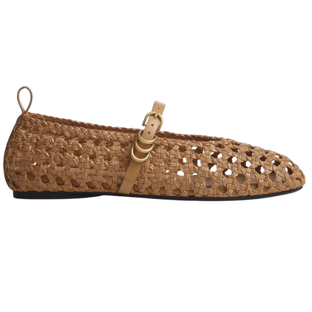 Spire Woven Faux Leather Mary Janes in Dark Natural