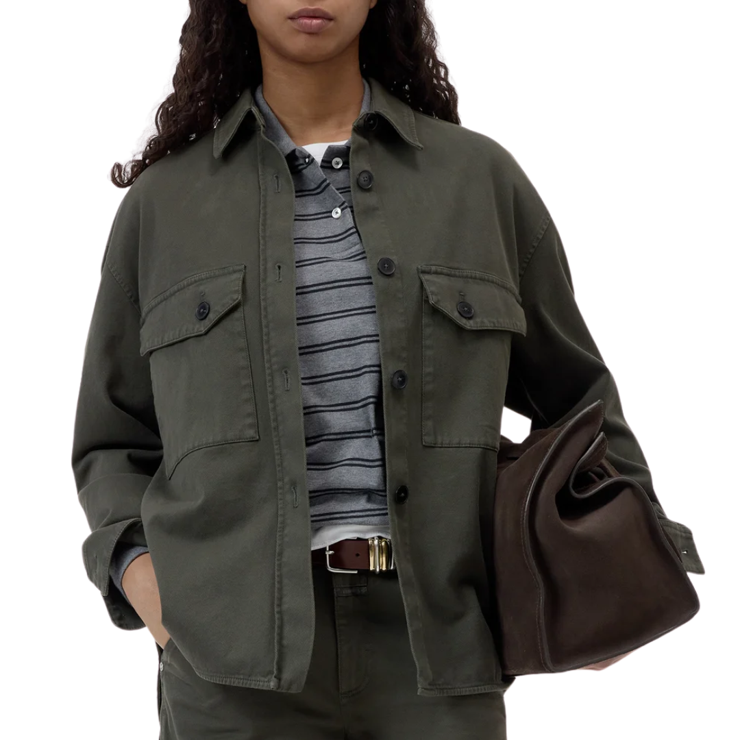 Organic Cotton Shirt Jacket in Juniper Green