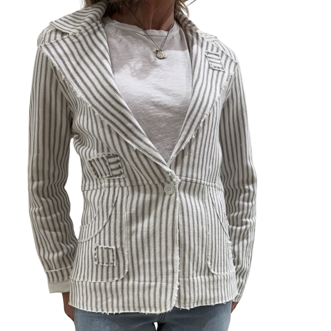Stripe Blazer in Black Grey