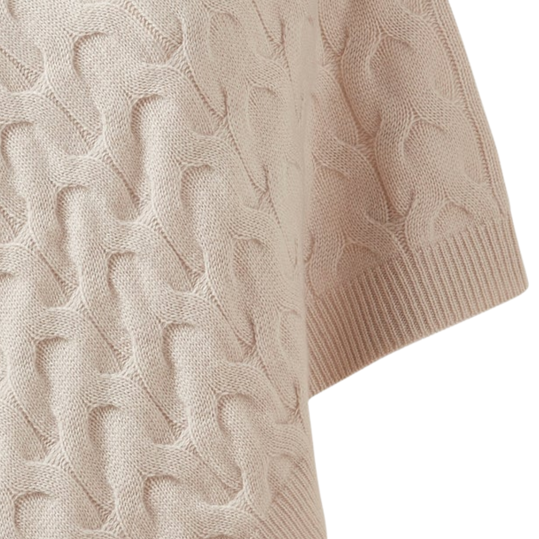 Luxe Cable Poncho in Oat