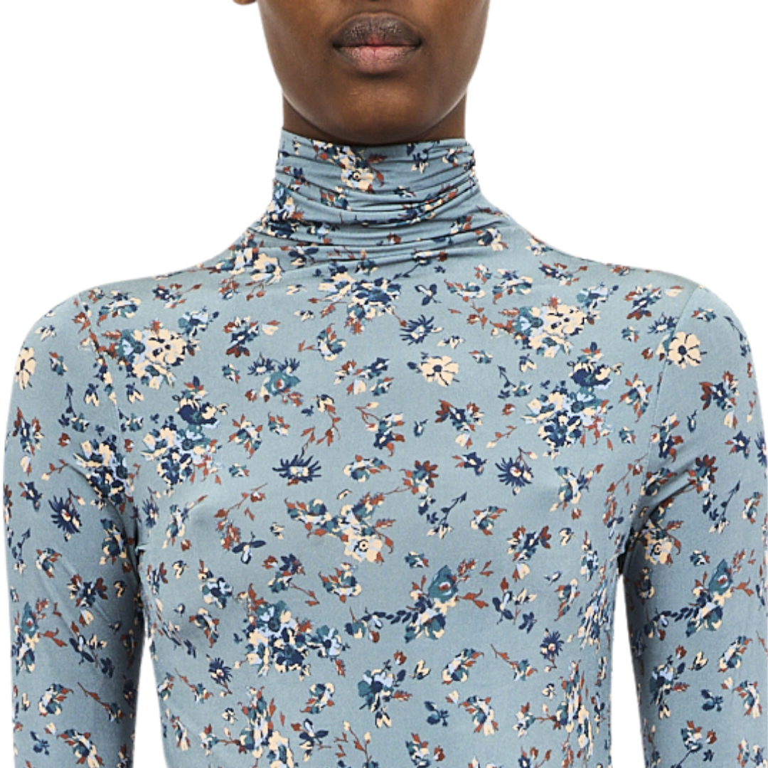 Aurelia Long Sleeve Jersey Top in Celeste Floral