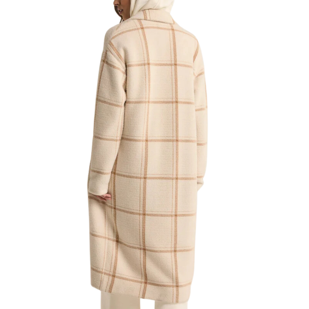 Mason Windowpane Knit Coat in Sea Salt