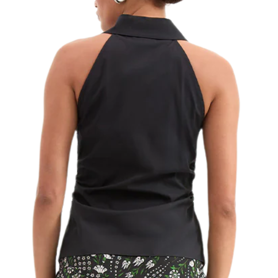Regina Sleeveless Button-Down Shirt in Black