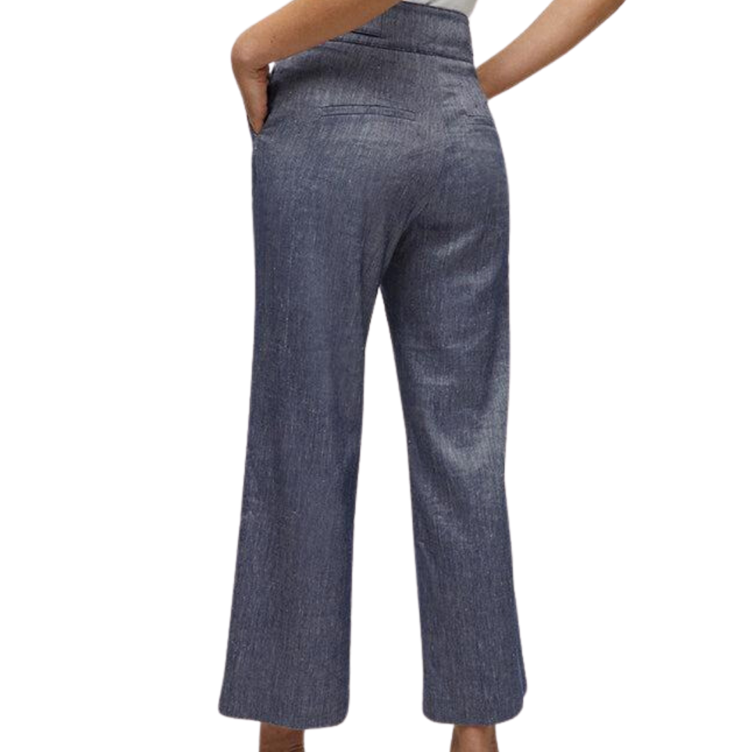 Aubrie Linen Pant in Blue Melange