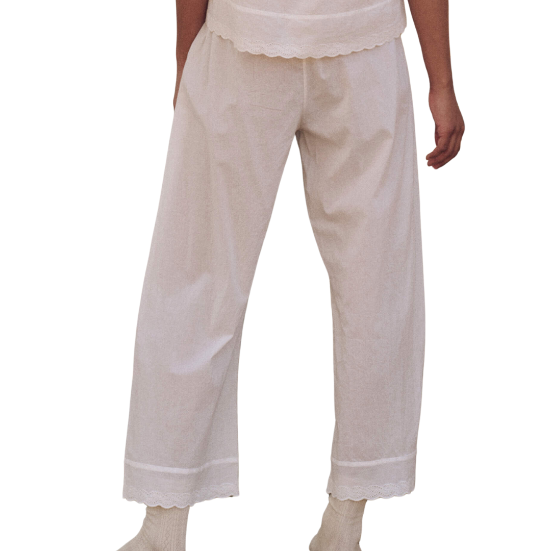 The Eyelet Easy Sleep Pant in True White
