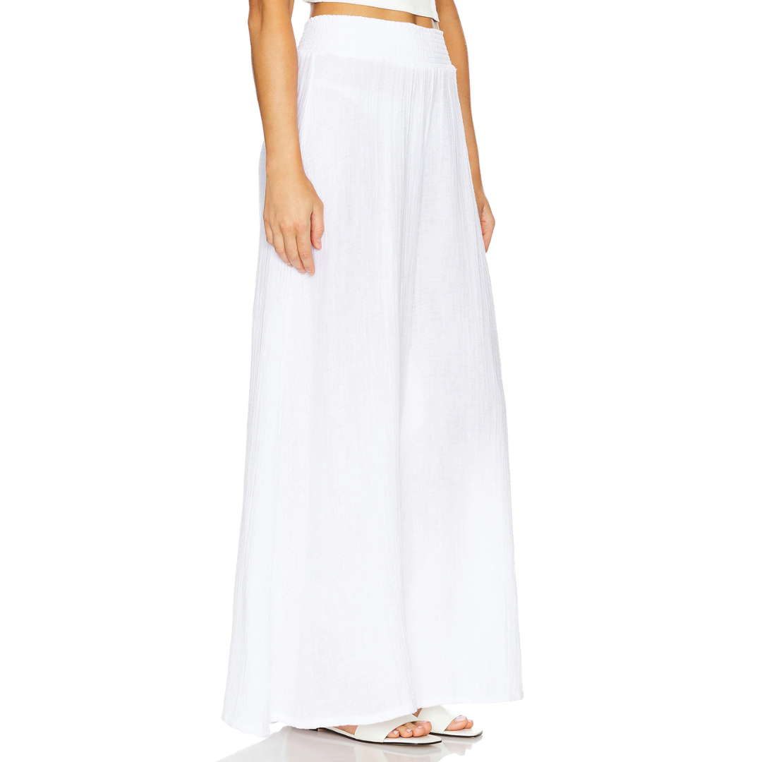 Simba Smocked Waist Pant in White