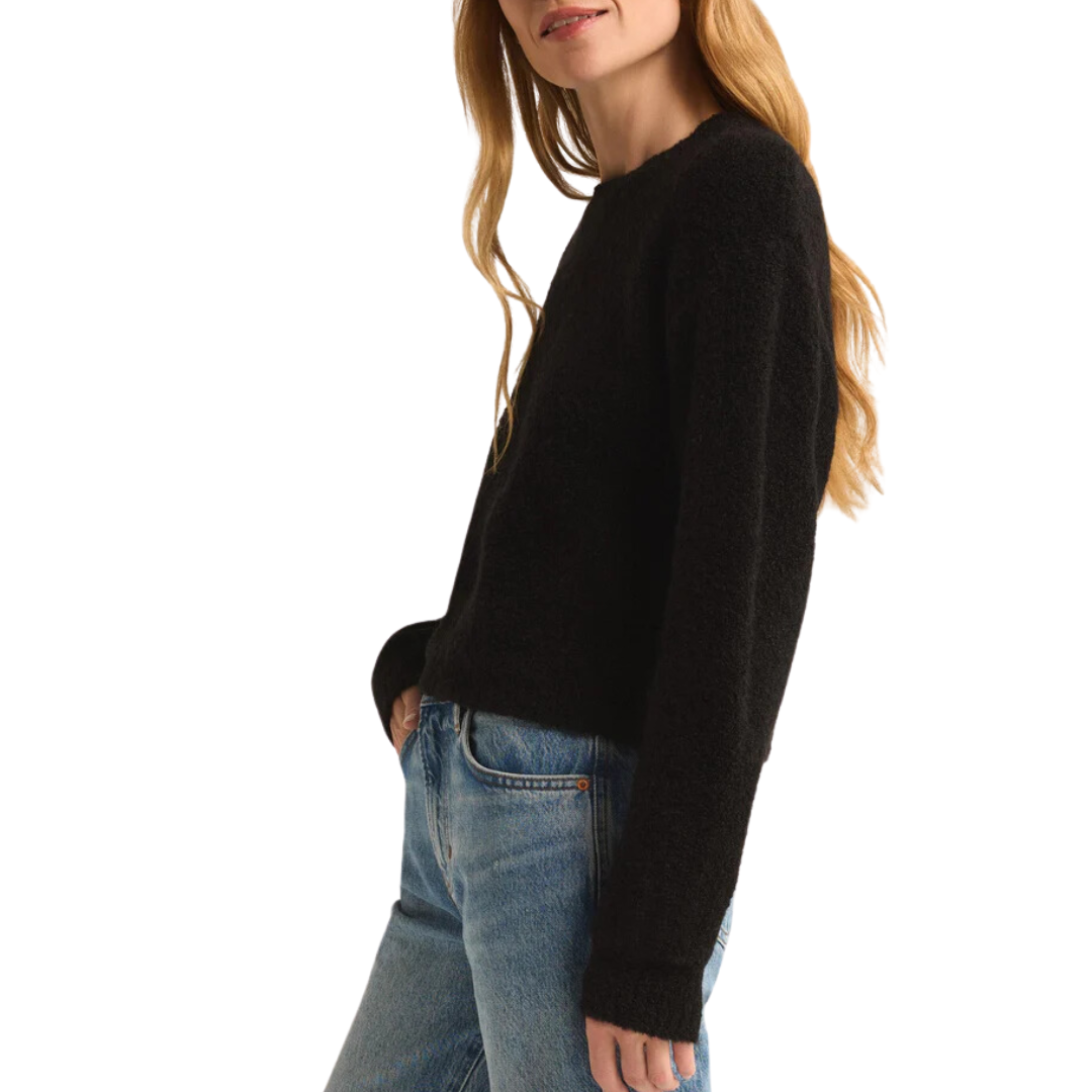 Destiny Plush Sweater in Black