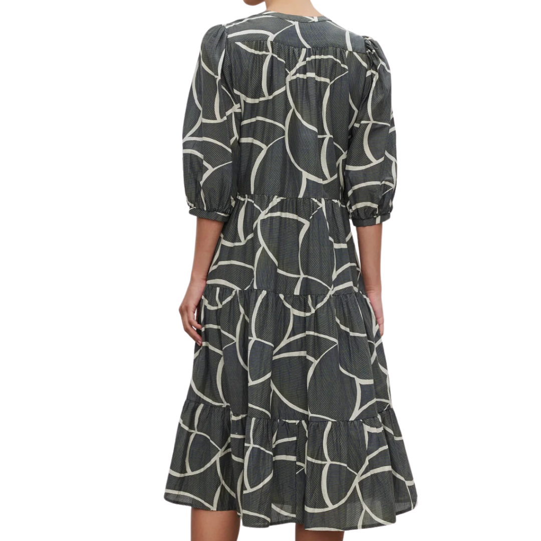 Johanna Printed Silk Cotton Voile Dress in Airbrush
