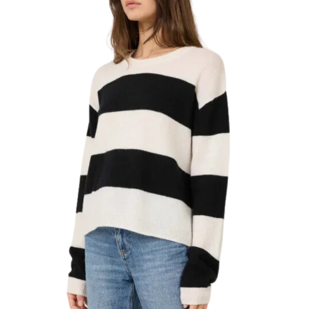 Sloane Boxy Cashmere Pullover in Ivory Combo