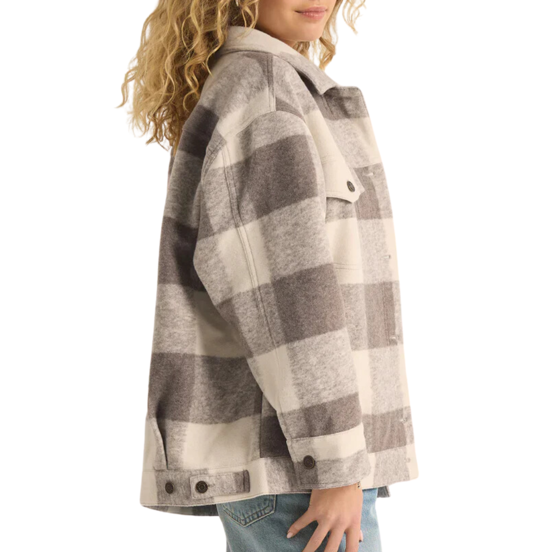 Preston Knit Plaid Jacket in Slate Grey