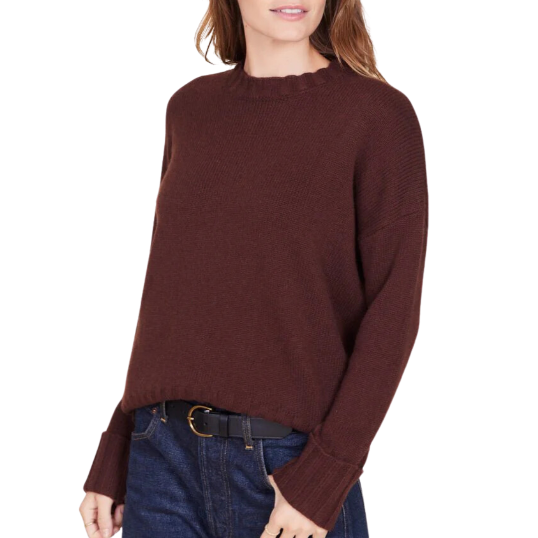 Mila Pure Cashmere Crewneck Sweater in Currant