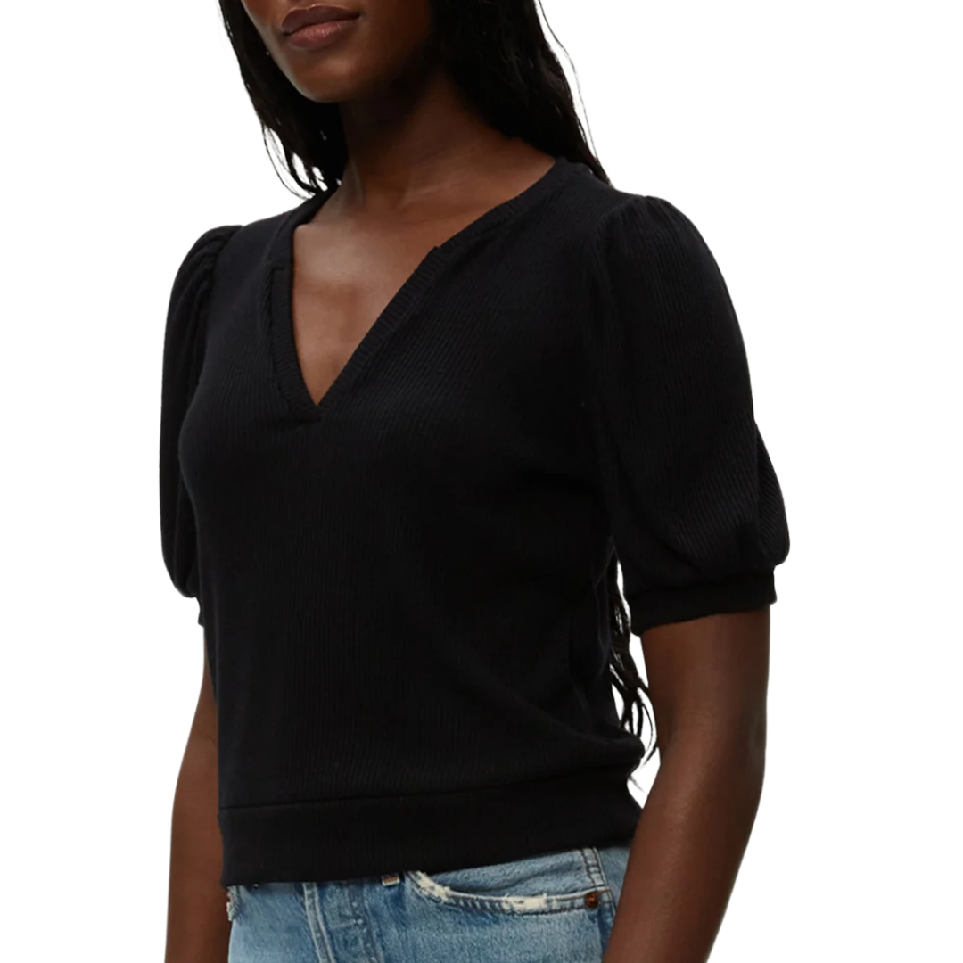 Quinn Puff Sleeve Ribbed Top