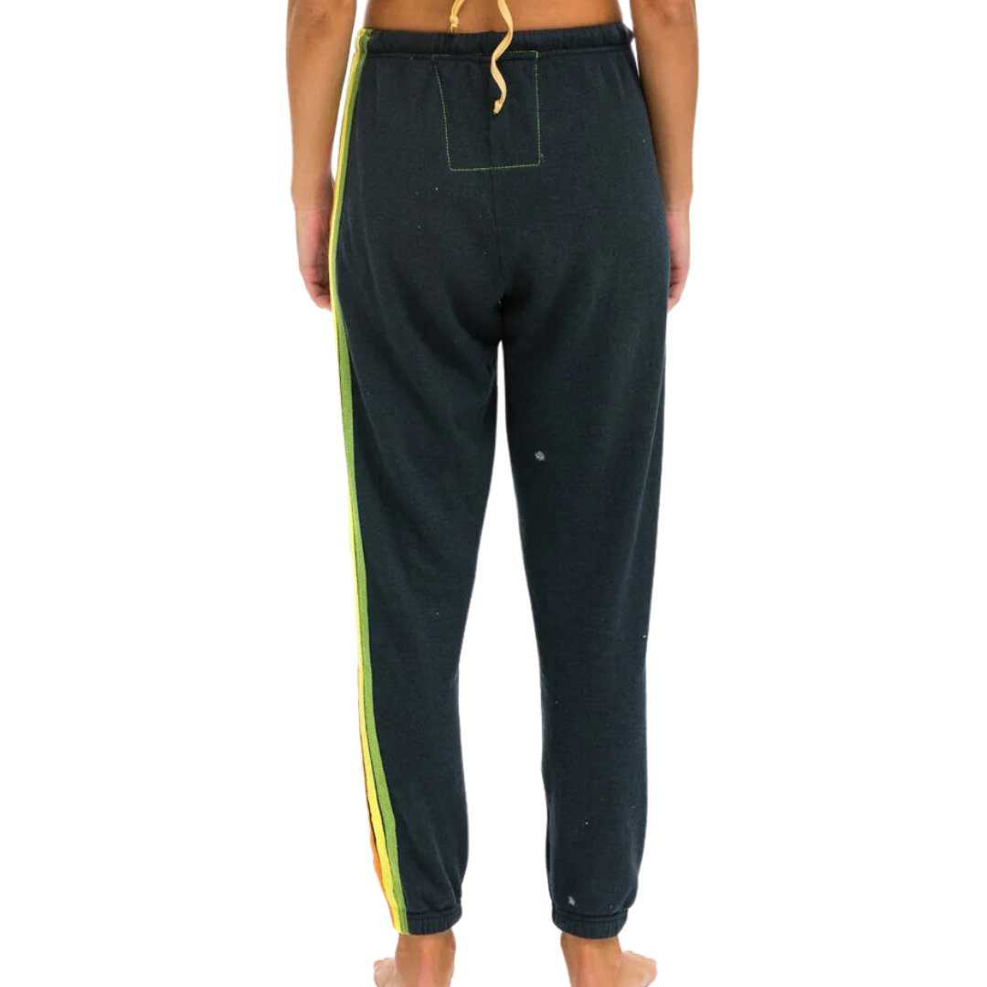 5 Stripe Sweatpants in Charcoal/Pink/Green
