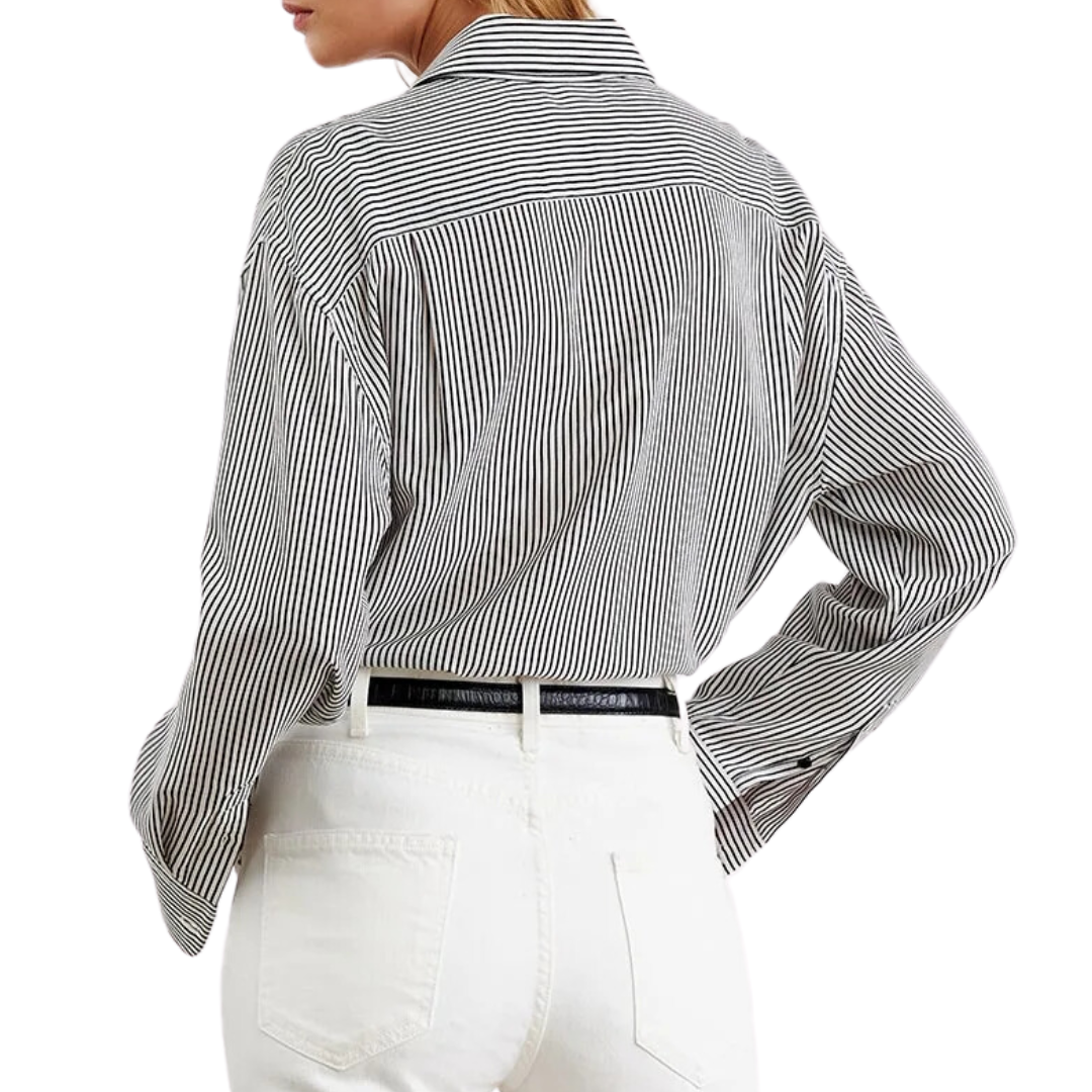 Ellias Shirt in White/Black Stripe