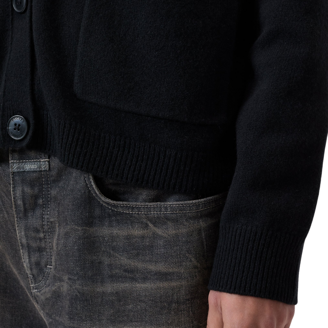 Wool Cardigan in Black