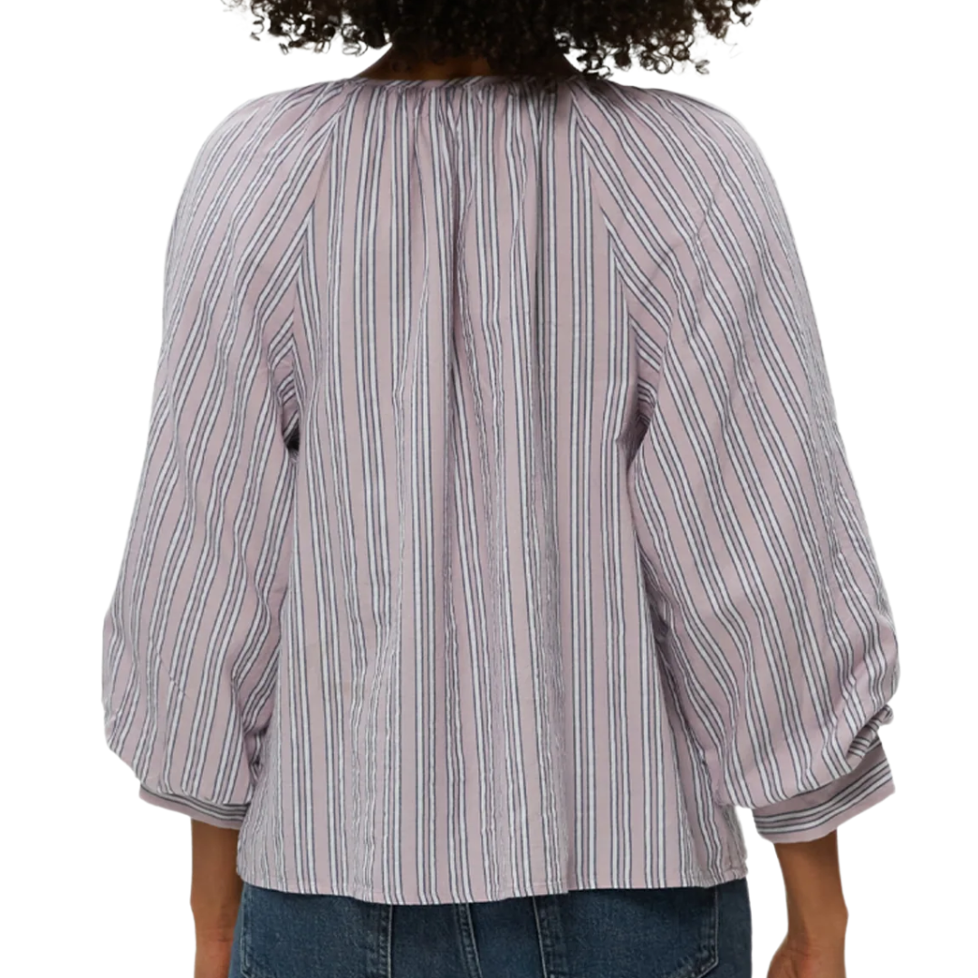 Cleo Notch Neck Top in Sachet Stripe