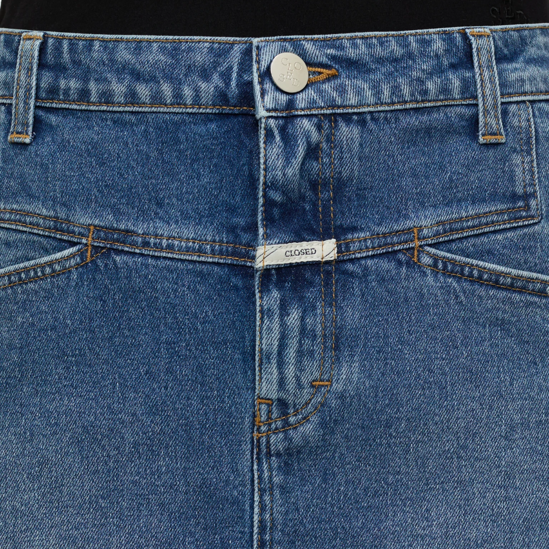 Stover-X Denim Skirt in Mid Blue