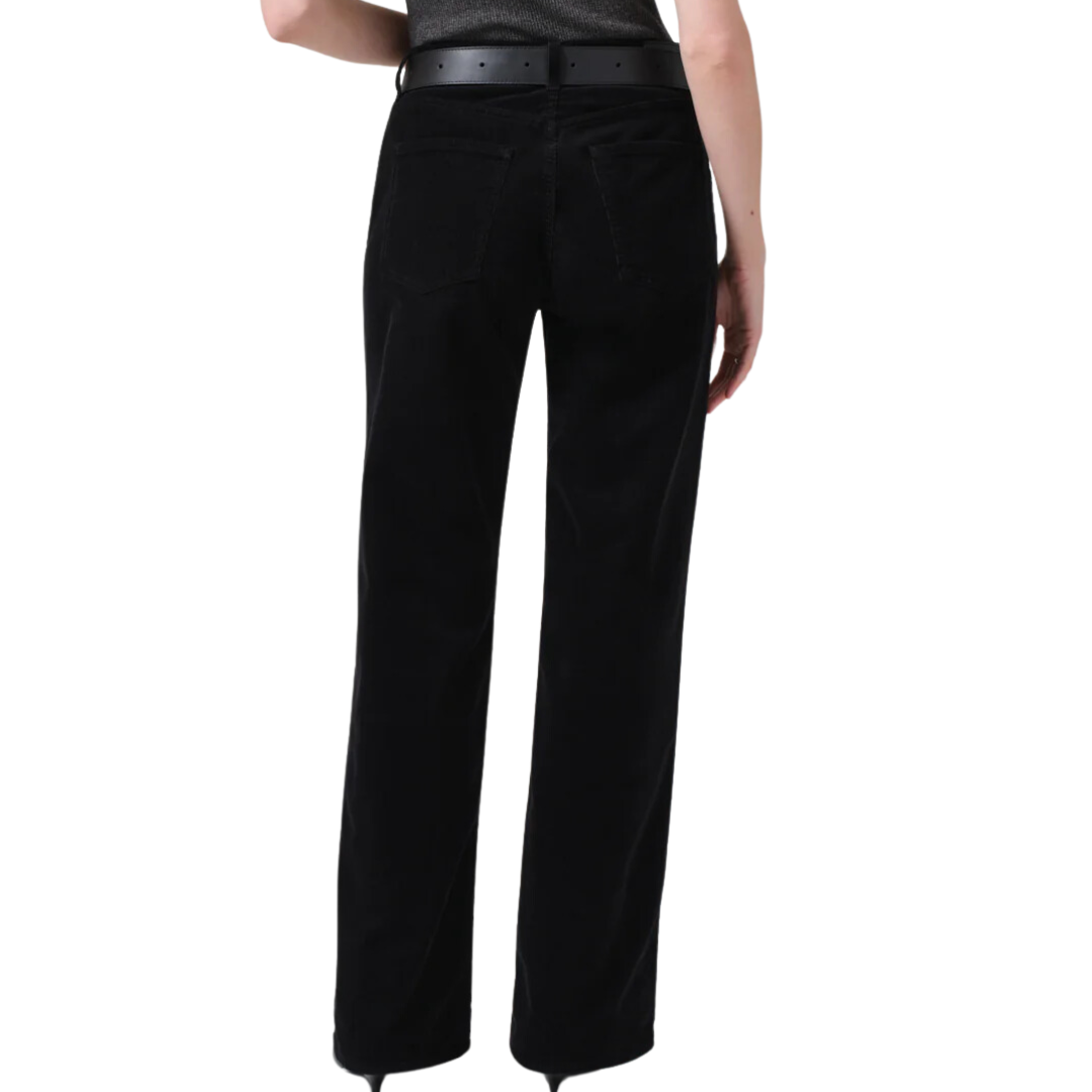 Annina High Rise Wide Leg 33" Corduroy in Black
