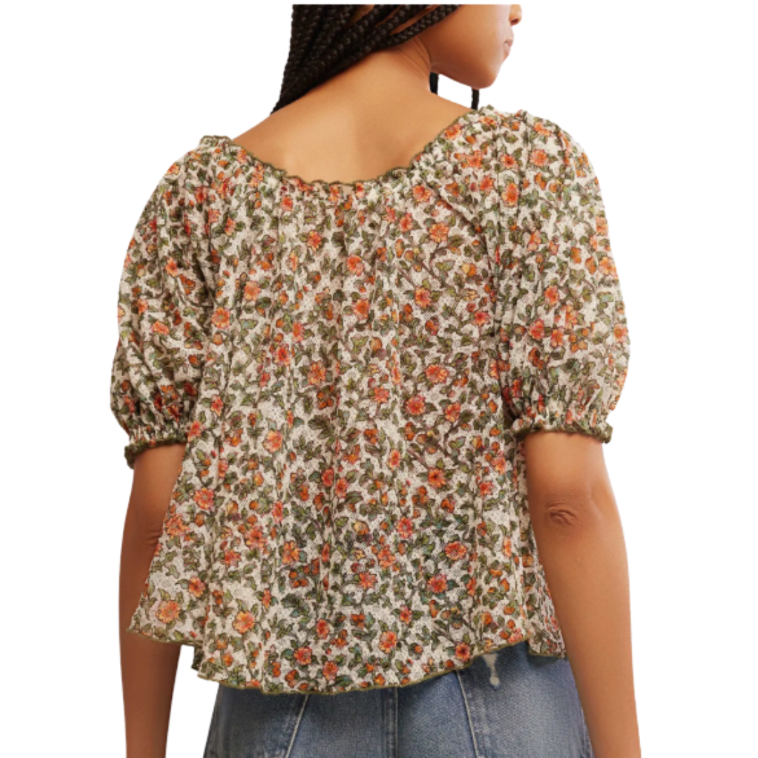 Astra Peasant Top in Daisy Combo