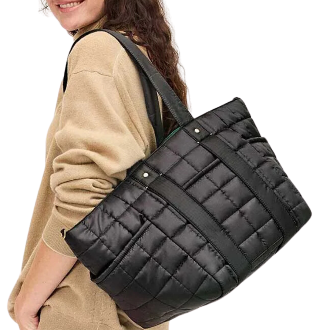 Le Box Tote Sportif in Black Quilted Ripstop