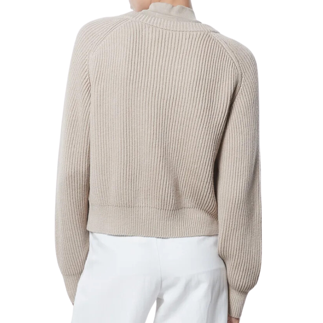Chunky Cotton Cardigan in Sand