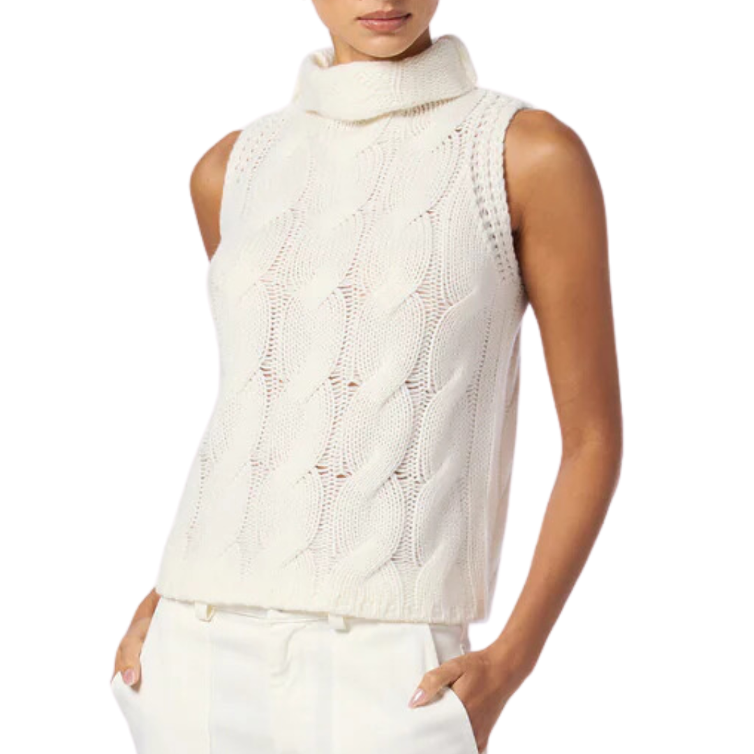 Saige Cropped Turtleneck in Gardenia
