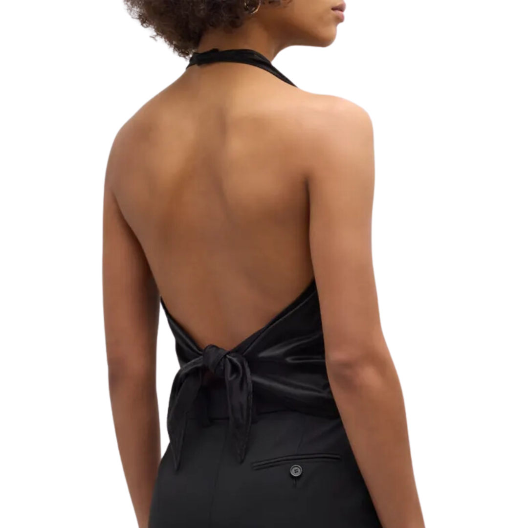 Satin Halter in Black