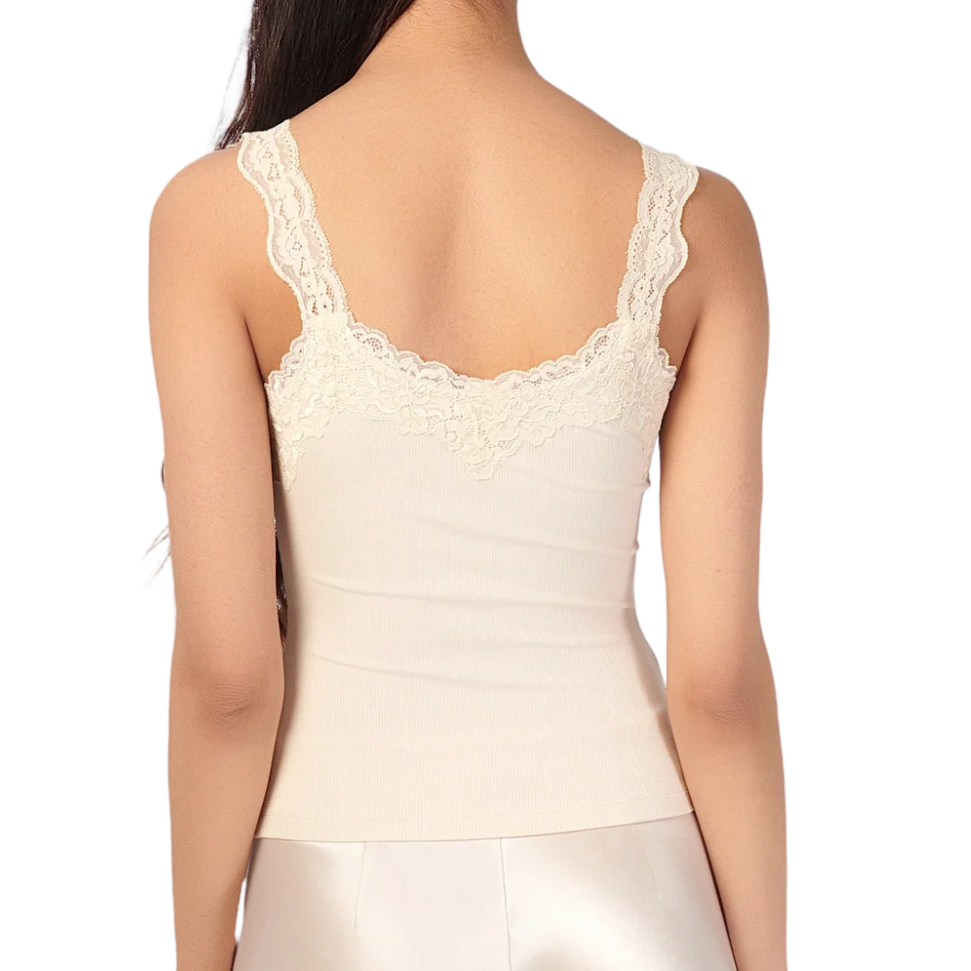 Lani Rib Knit Tank in Bone
