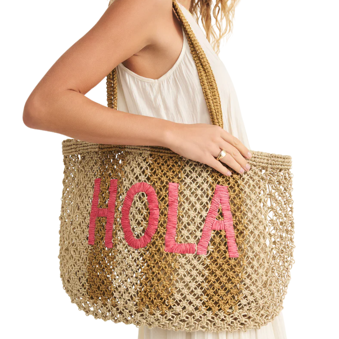 Woven Jute Tote Bag in Desert Light