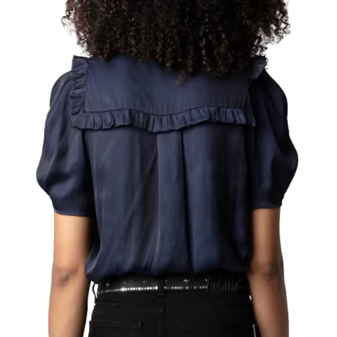 Twity Satin Top in Sailor