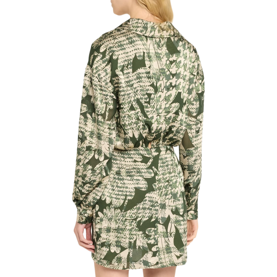 Palmer Long Sleeve Mini Dress in Sage Burnout