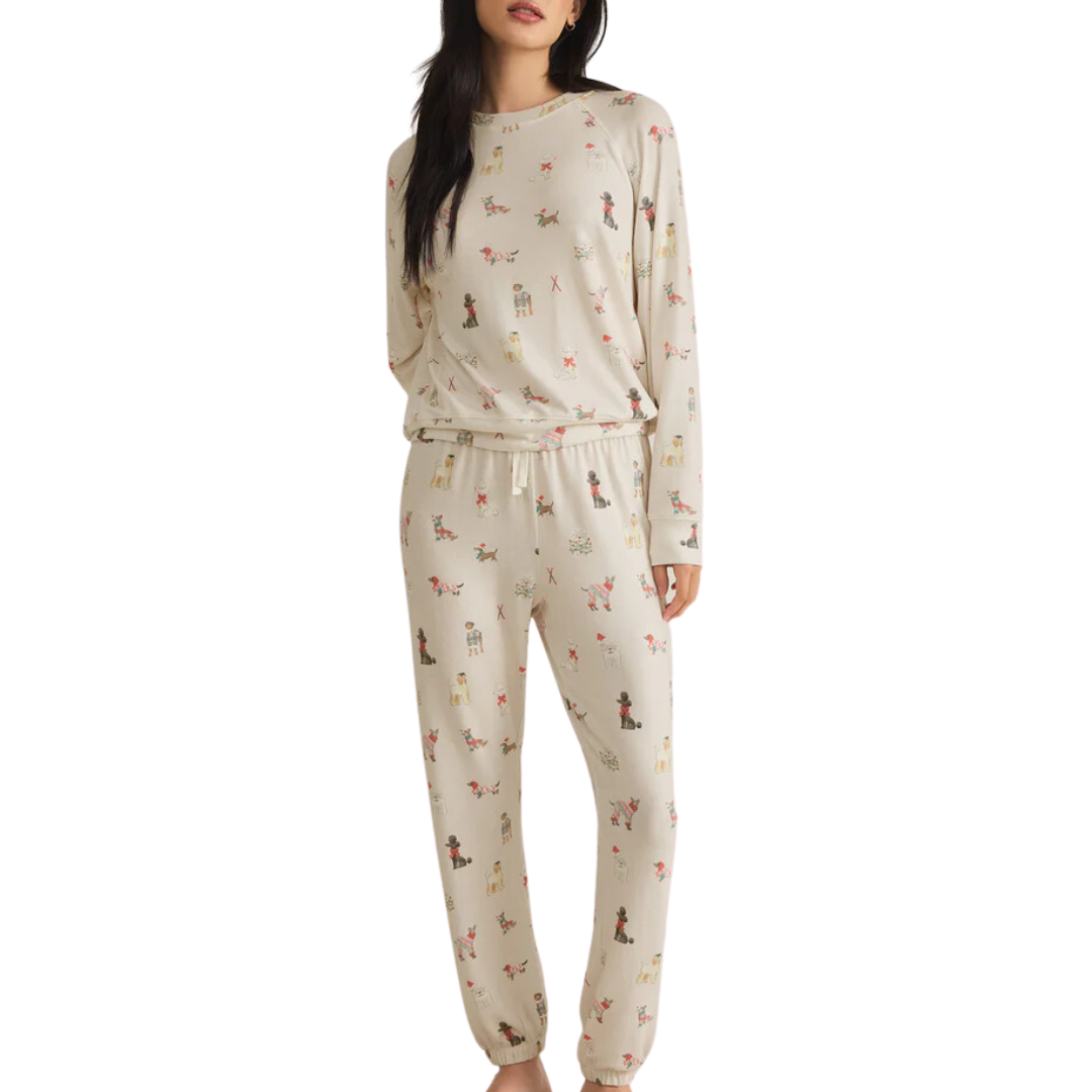 Best Friend Dog Brushed Knit Top in Sea Salt