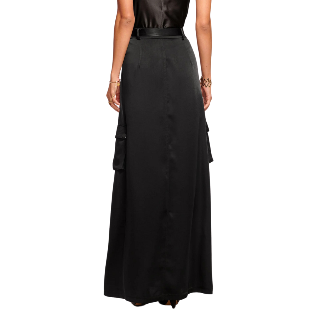 Decker Belted Maxi Skirt in Black