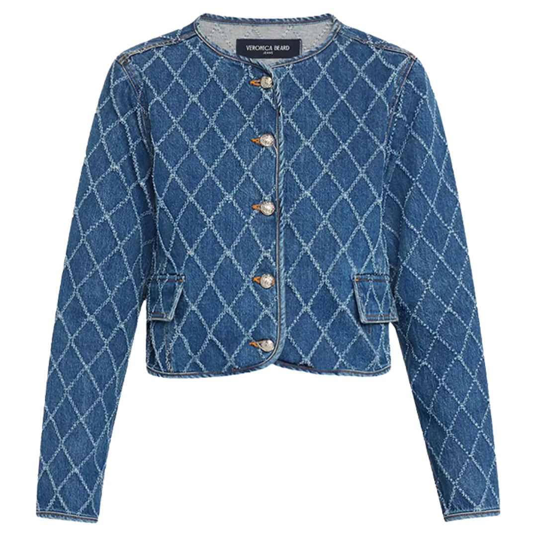 Nolita Diamond-Printed Denim Jacket in Blue Diamond