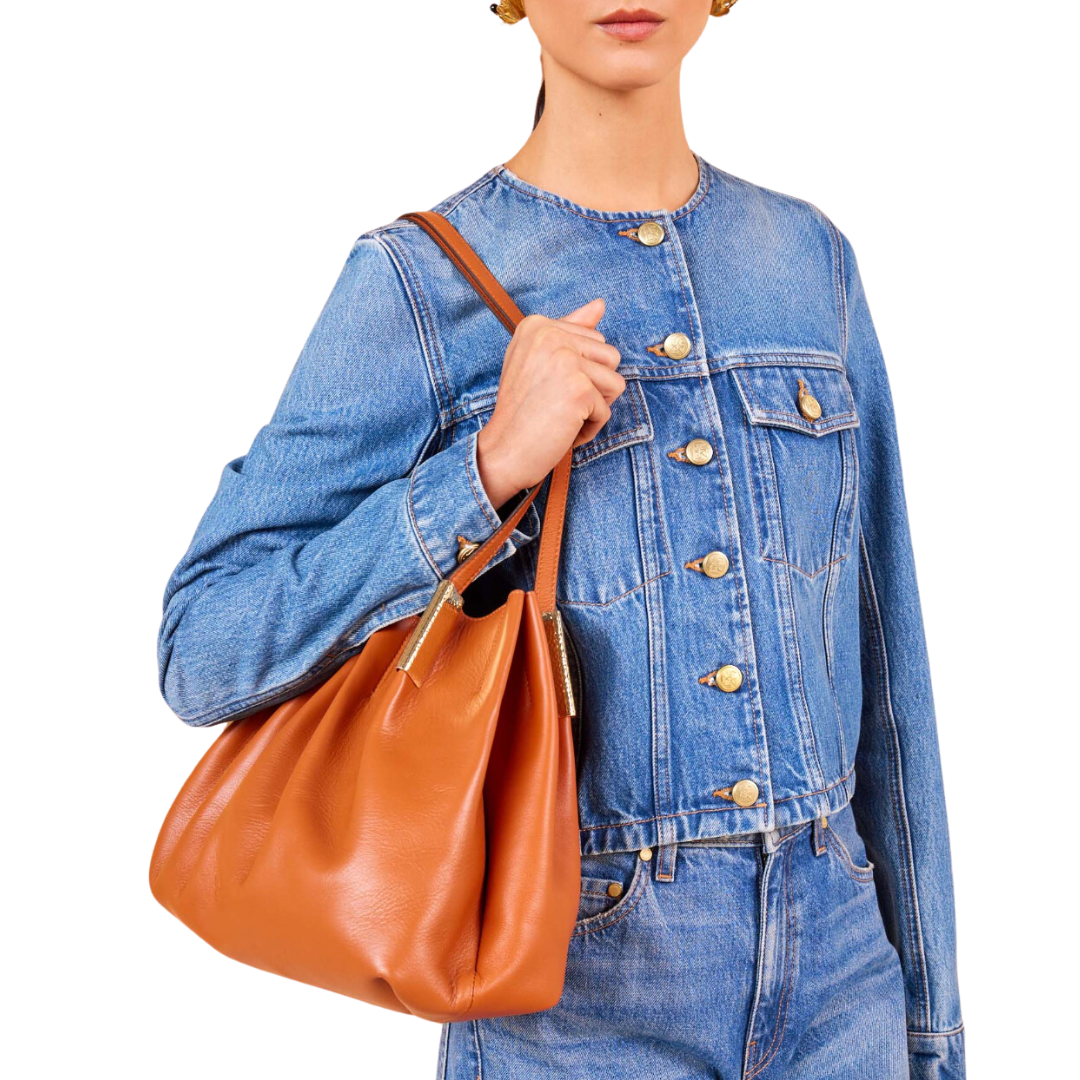 Isadora Ruched East-West Tote in Sierra