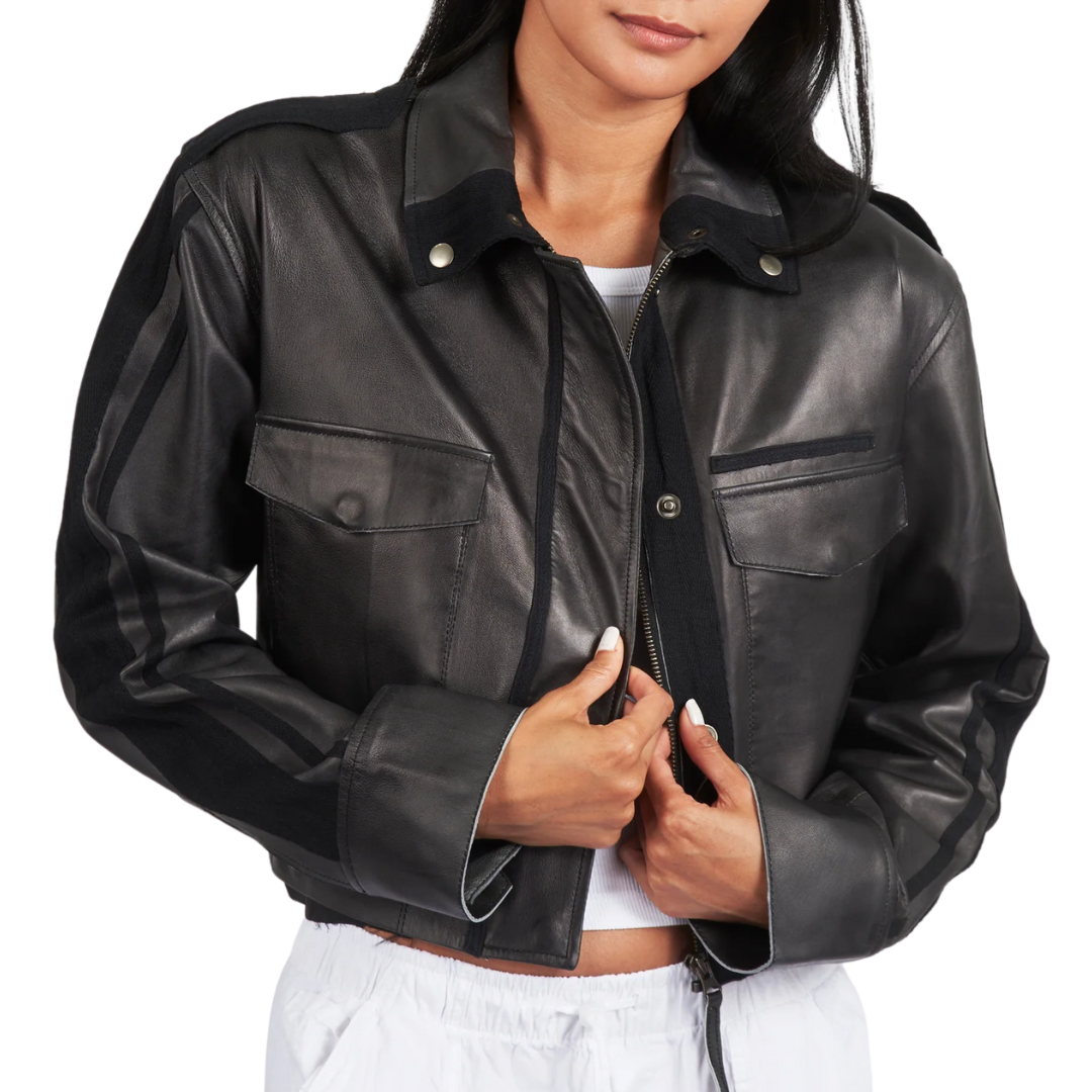 Toni Patina Leather Jacket in Black