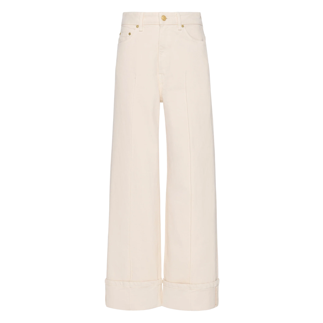 The Genevieve Stretch Pintuck Jean in Cowrie