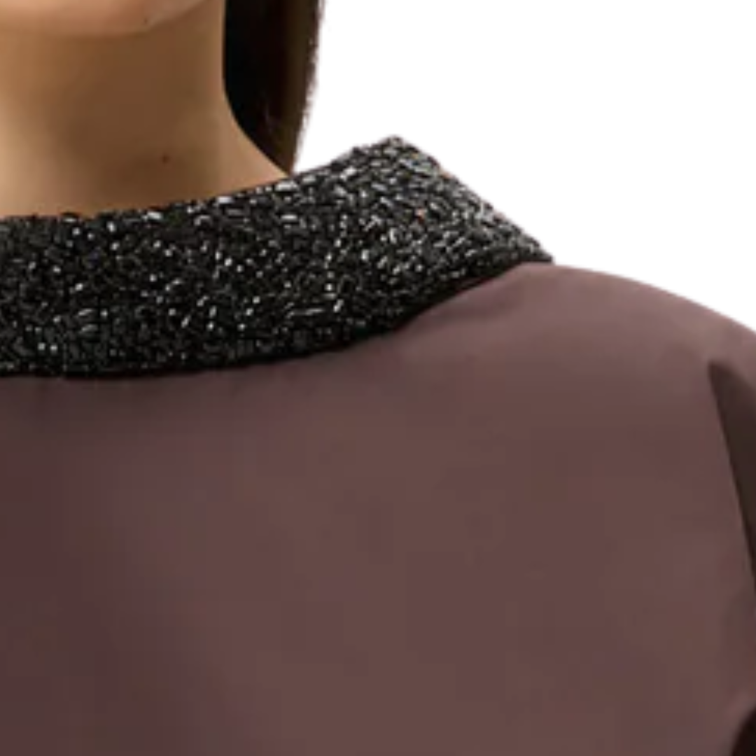 Forever & Always Reversible Shirt with Crystal Collar in Chocolate