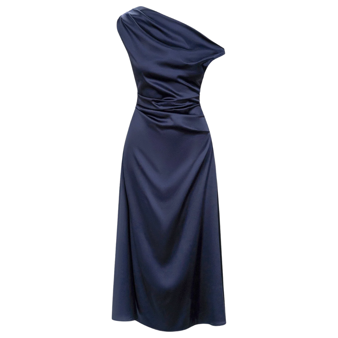 Phare Silk Dress in Navy