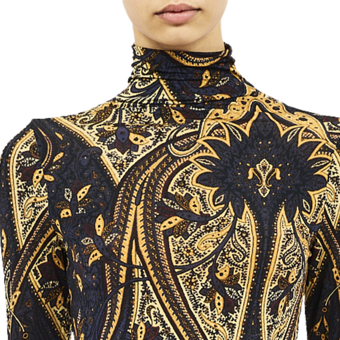 Aurelia Long Sleeve Jersey Top in Twilight Paisley