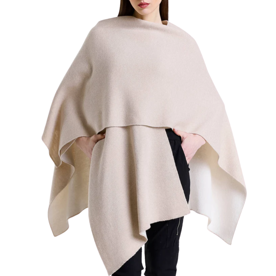 Kiersten Reversible Wrap in Taupe/Cream