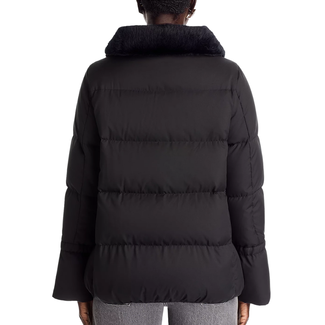 Faux Fur Collar Jacket in Black