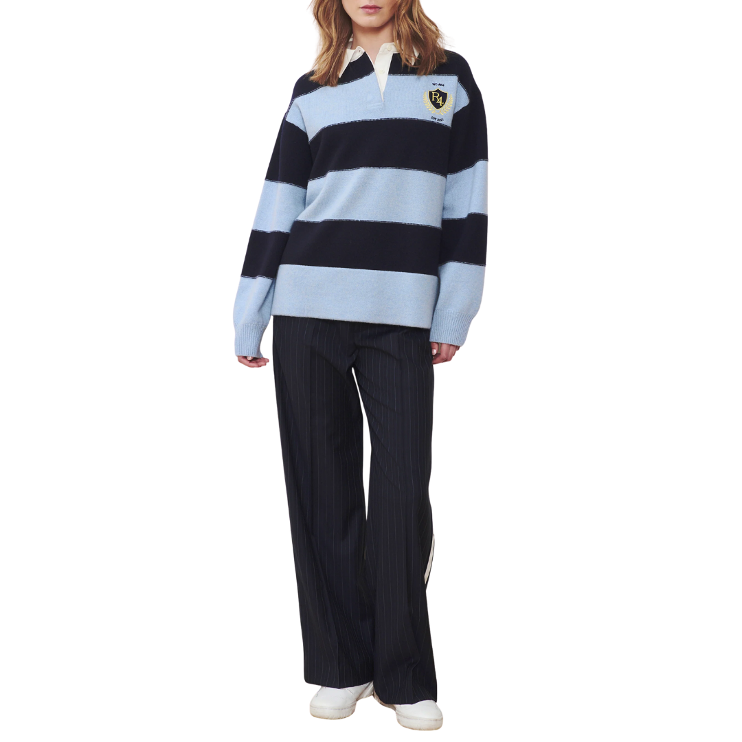 The Chaplin Trouser in Midnight Pinstripe