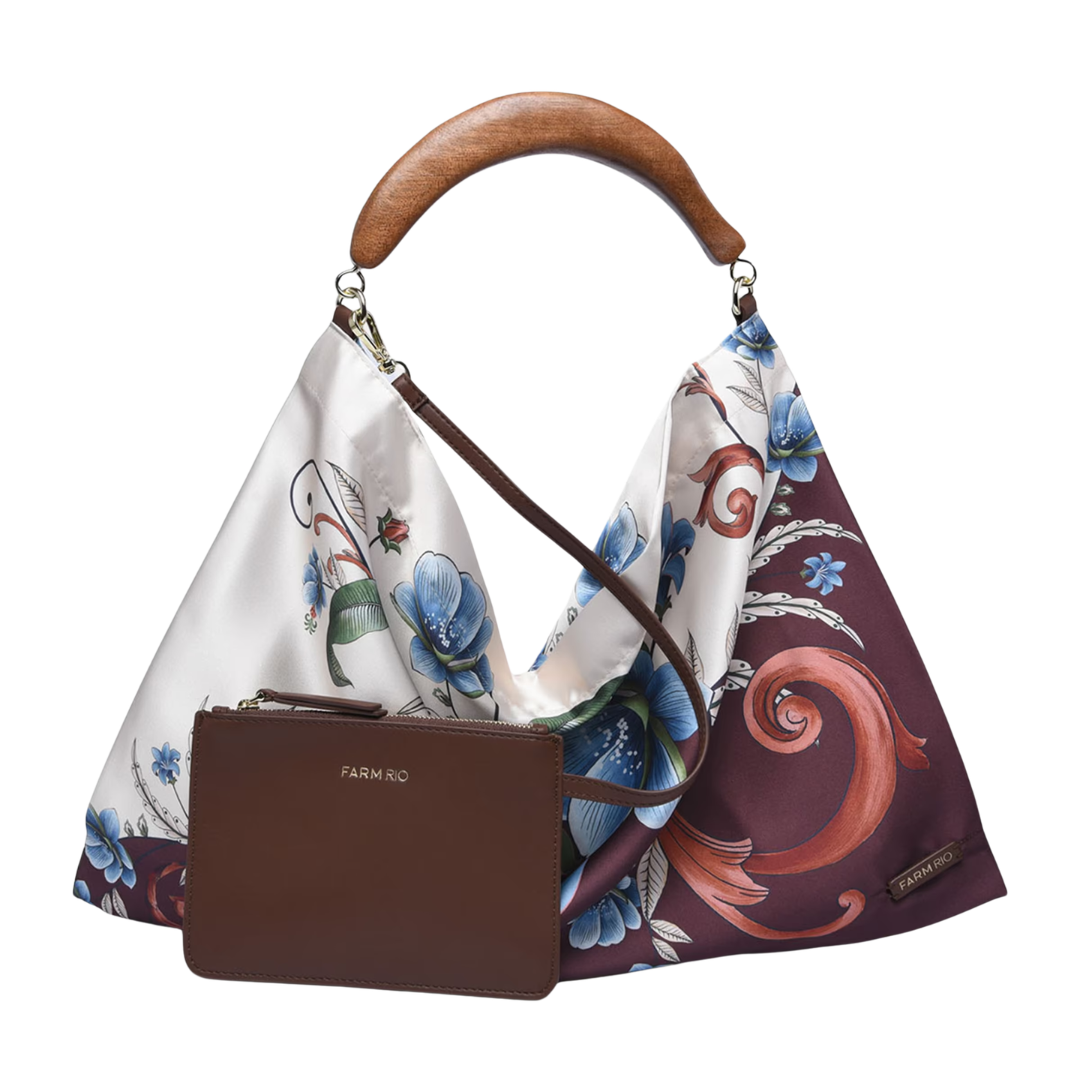 Satin Scarf Large Bag in Millena Off White