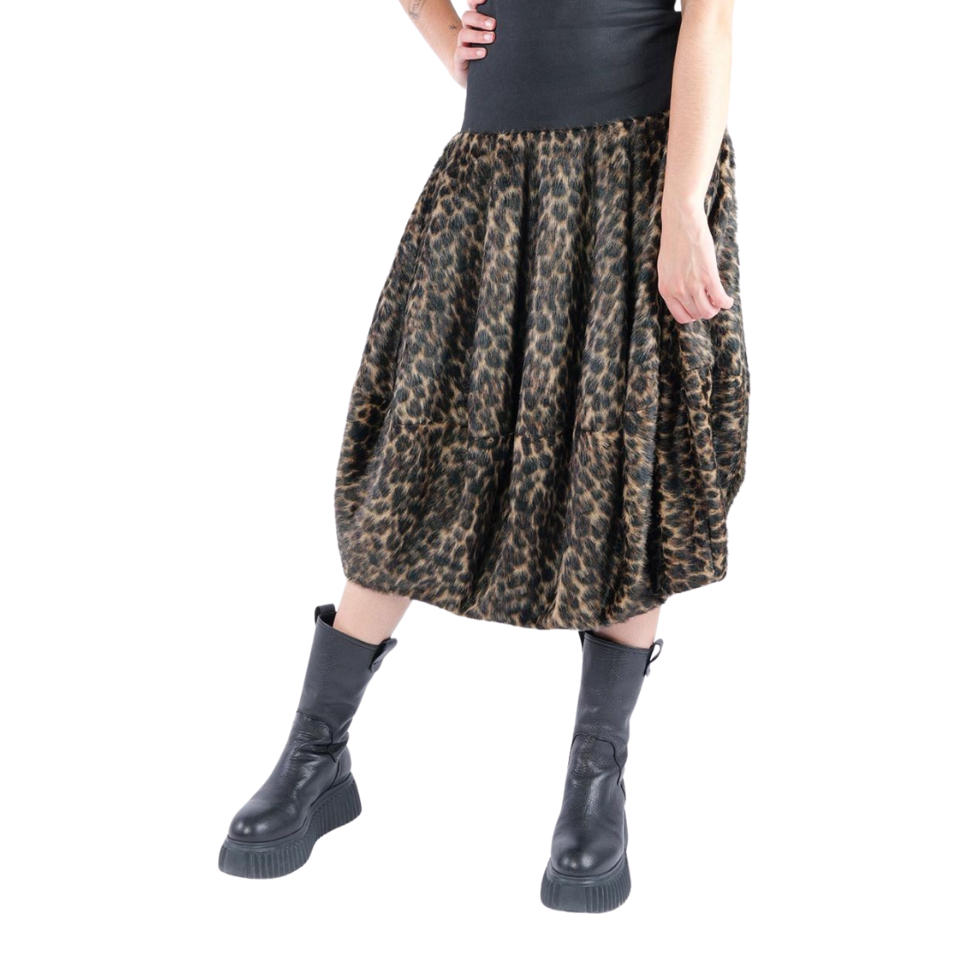 Leopard Fur Skirt in Leo Jacquard